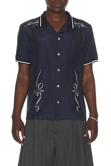 Acne Studios Seram Viscose Shirt in Navy - Navy. 48 also