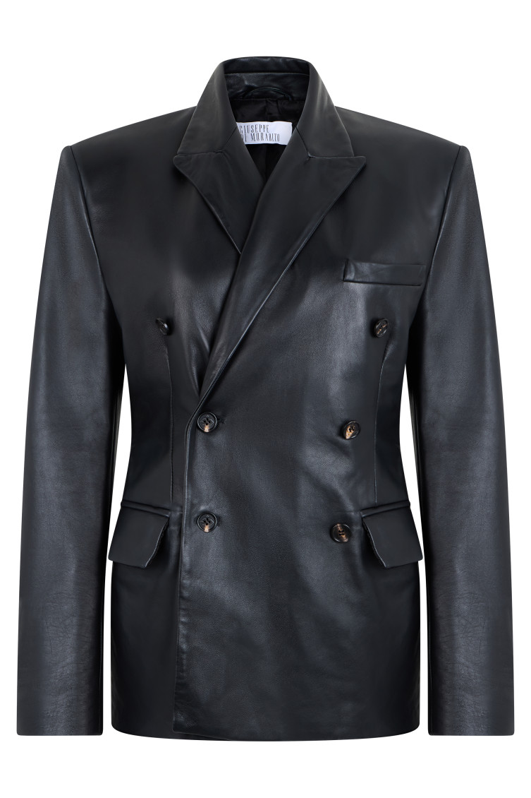 Black Solid Notched Lapel Jacket