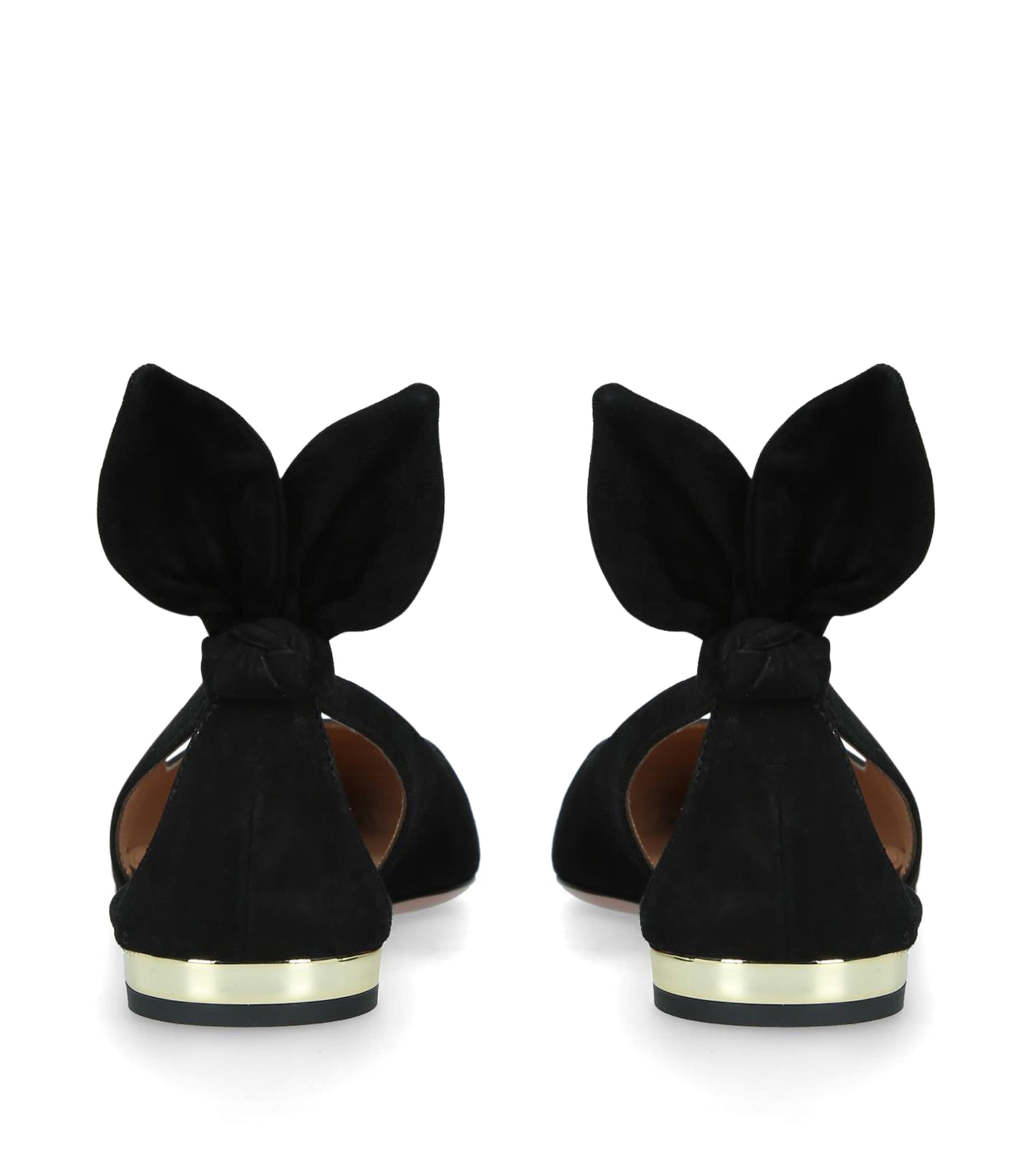 Suede Bow Tie Ballet Flats