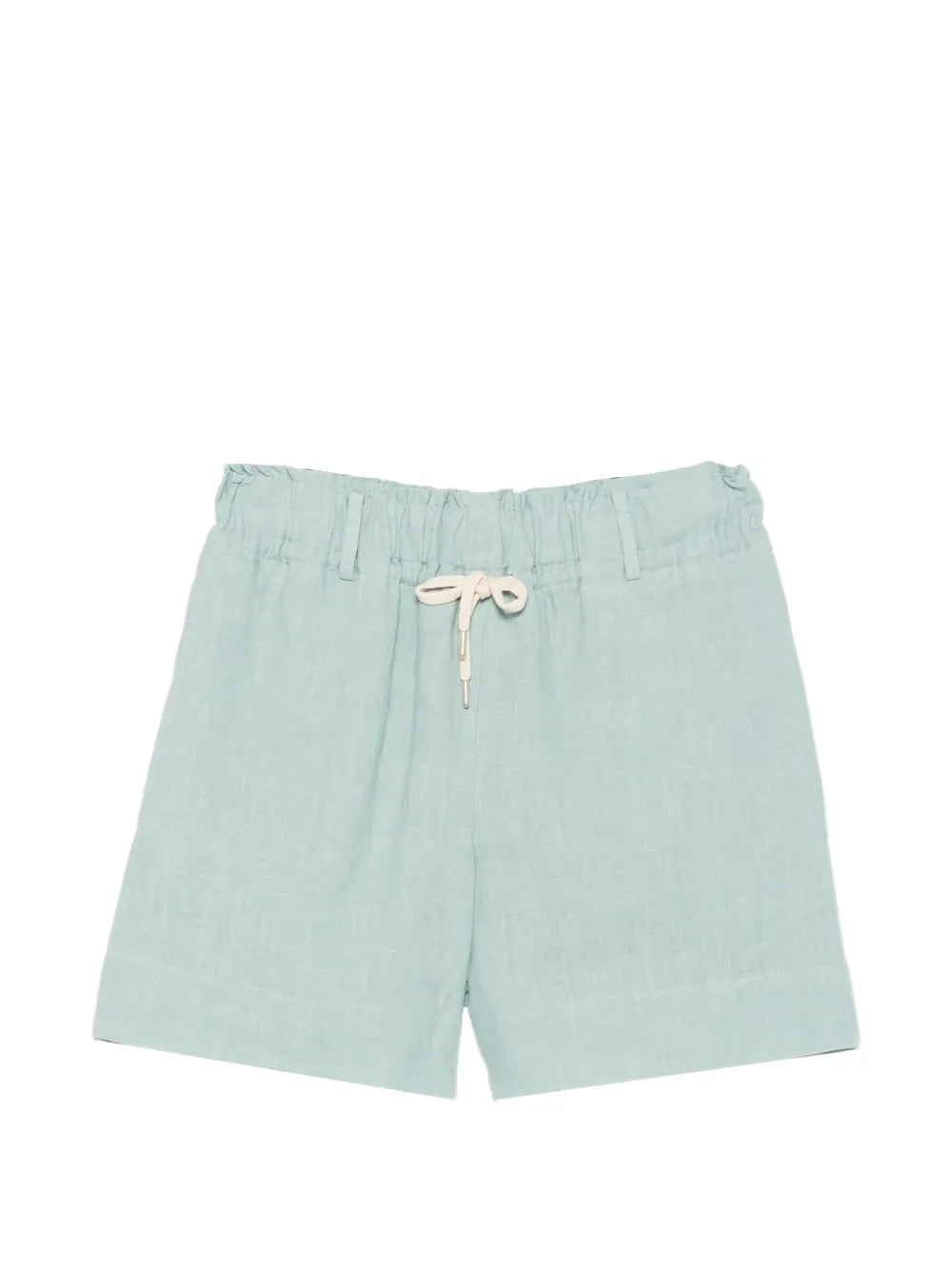 Linen Elasticated-Waist Shorts — Sage Green