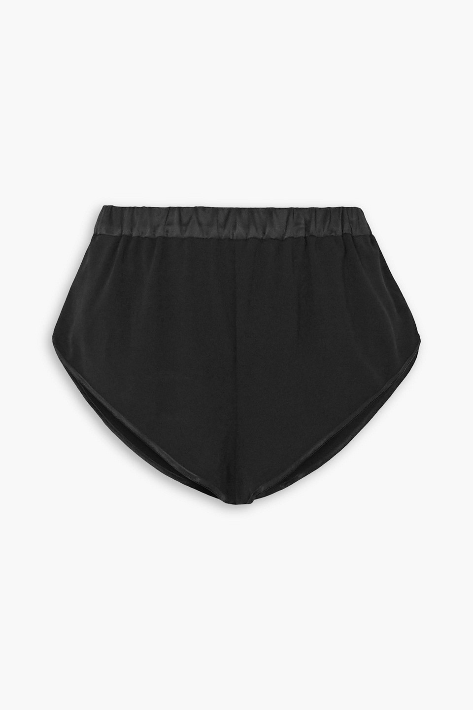 Silk satin-trimmed georgette shorts - Black - IT 46