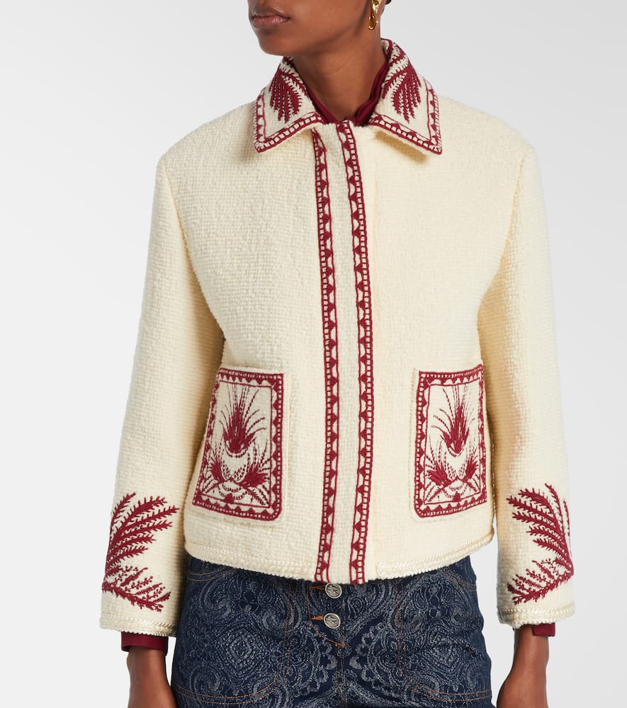 Embroidered wool bouclé jacket