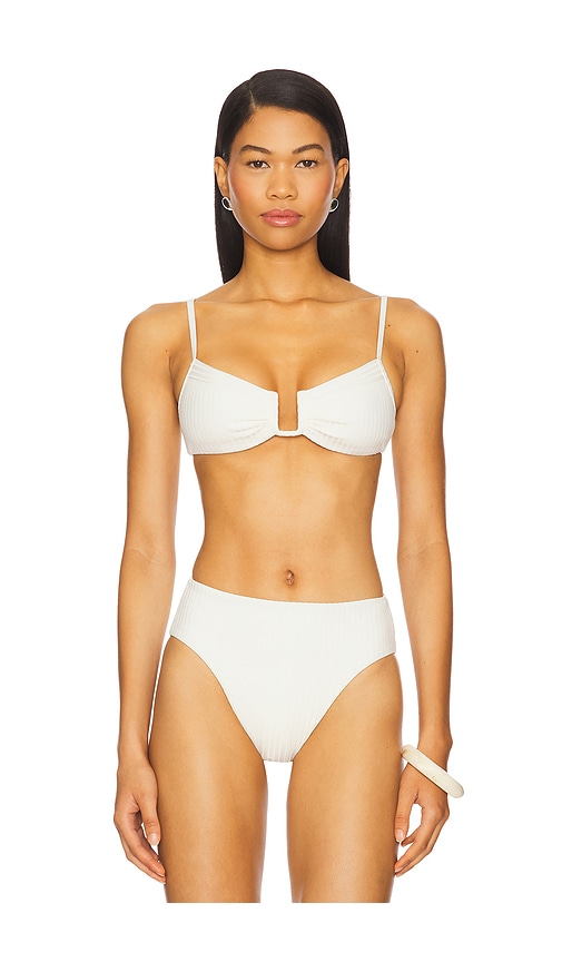 LSPACE Eco Ocean Rib Peyton Bikini Top in Cream. -  XS also in L, M