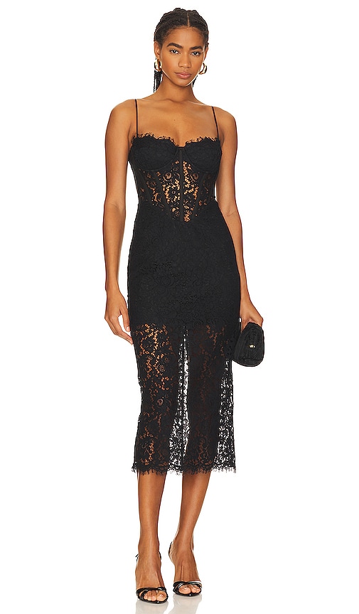 Bardot Olina Corset Midi Dress in Black. 8. Also