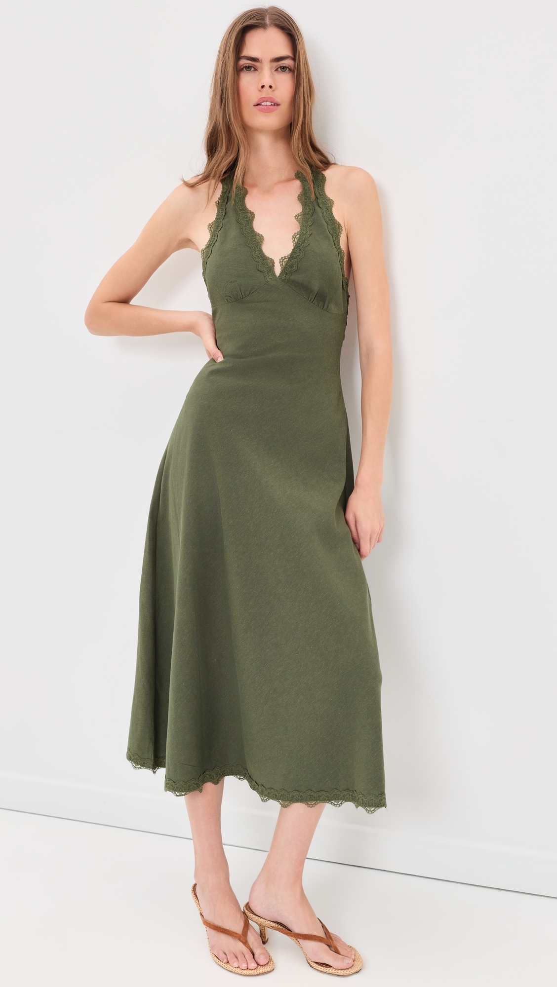 Stars Align Midi Dress Khaki