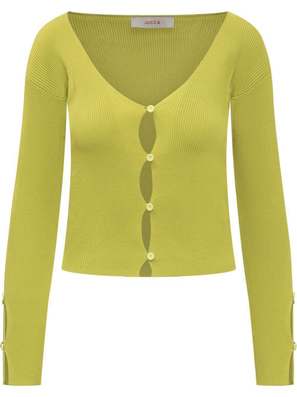 Fine-ribbed cardigan - Green
