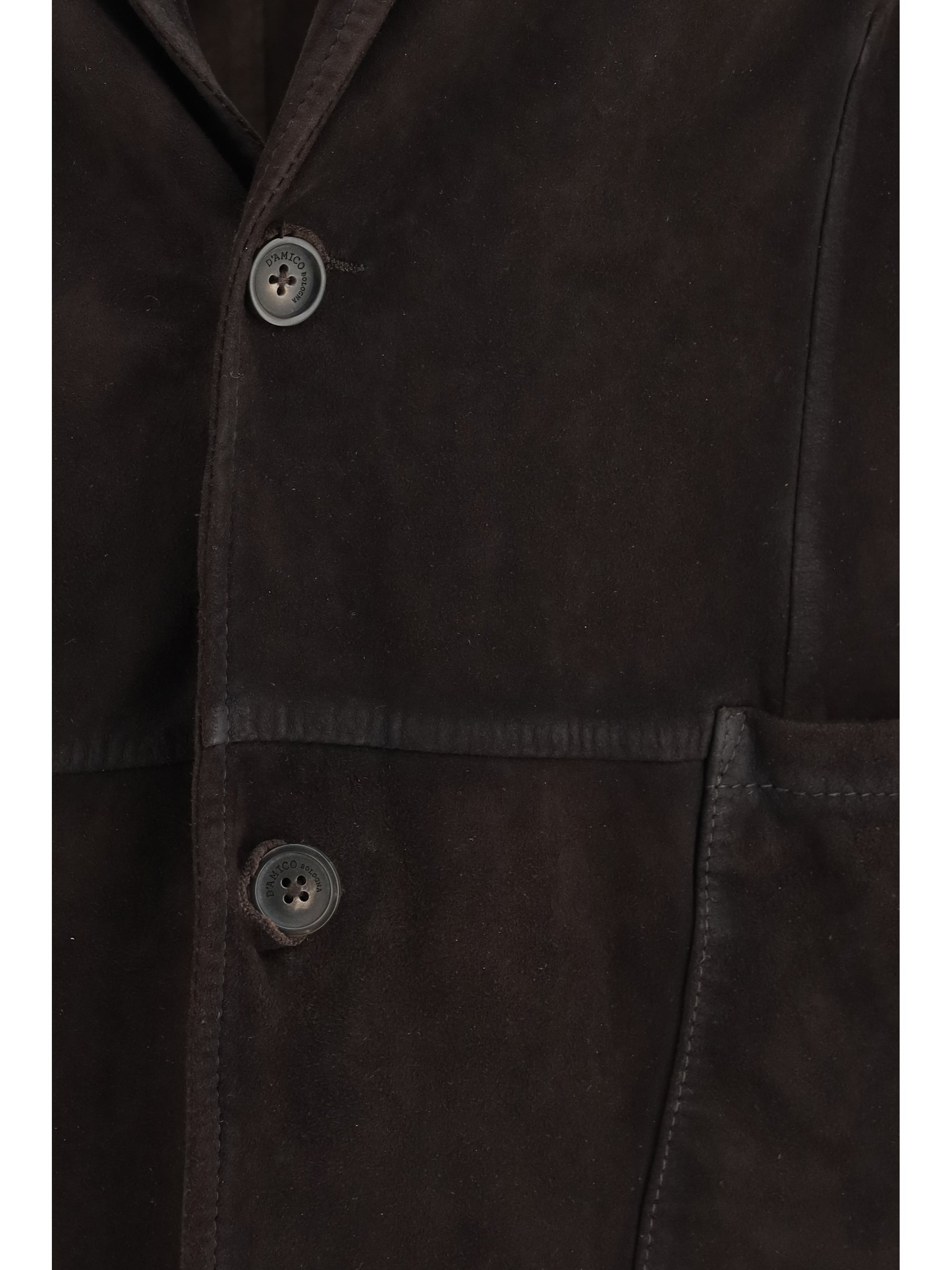 Lambskin Suede Single-Breasted Jacket — Brown