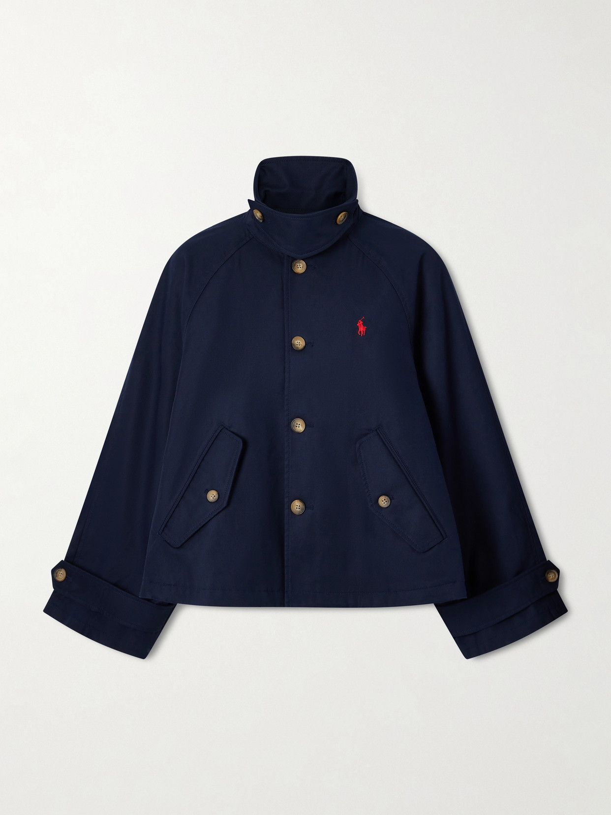 Embroidered Cotton-gabardine Jacket - Blue