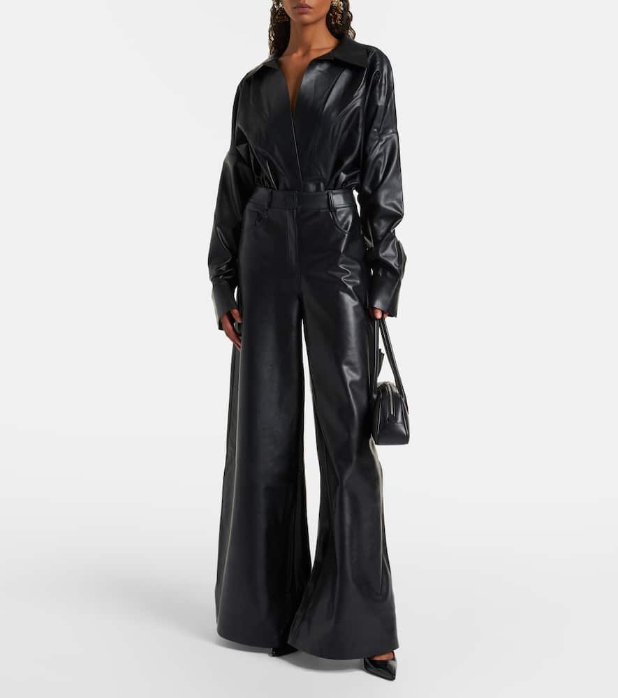 Elephant faux leather wide-leg pants