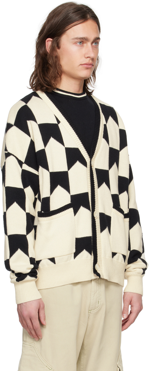 Rhude Black & Off-White Chevron Cardigan