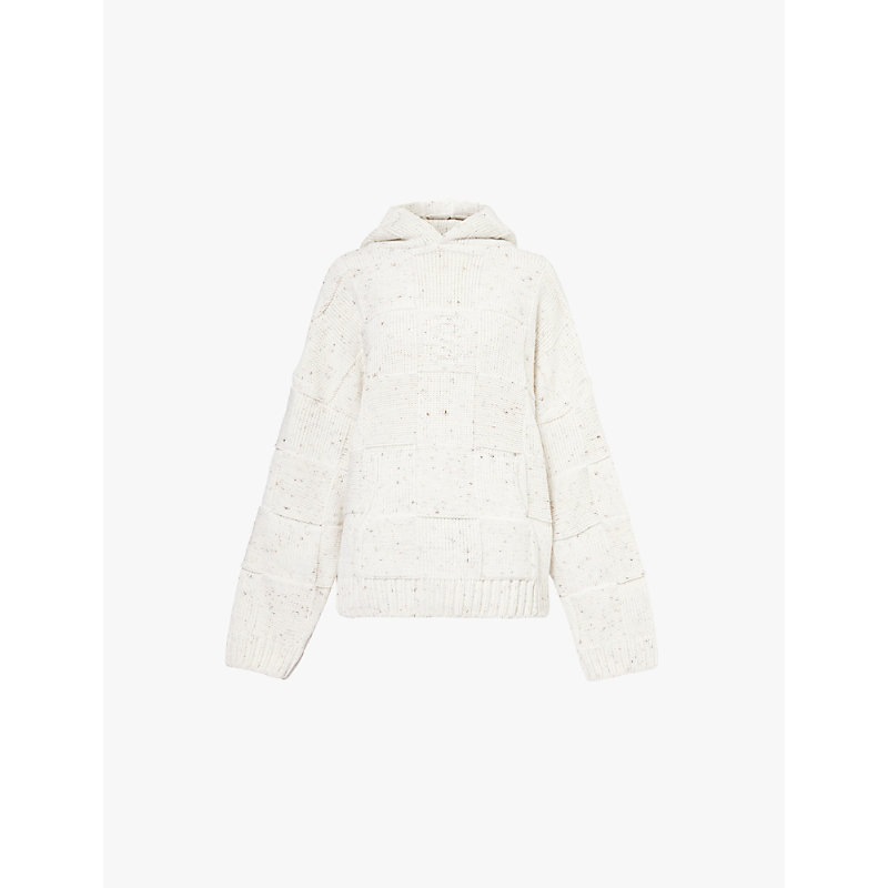 Womens Neutral Marl Communion Relaxed-fit Knitted Hoody 