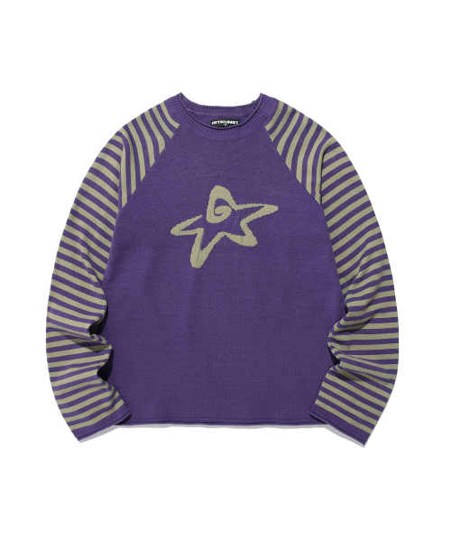STAR STRIPE RAGLAN KNIT_PURPLE