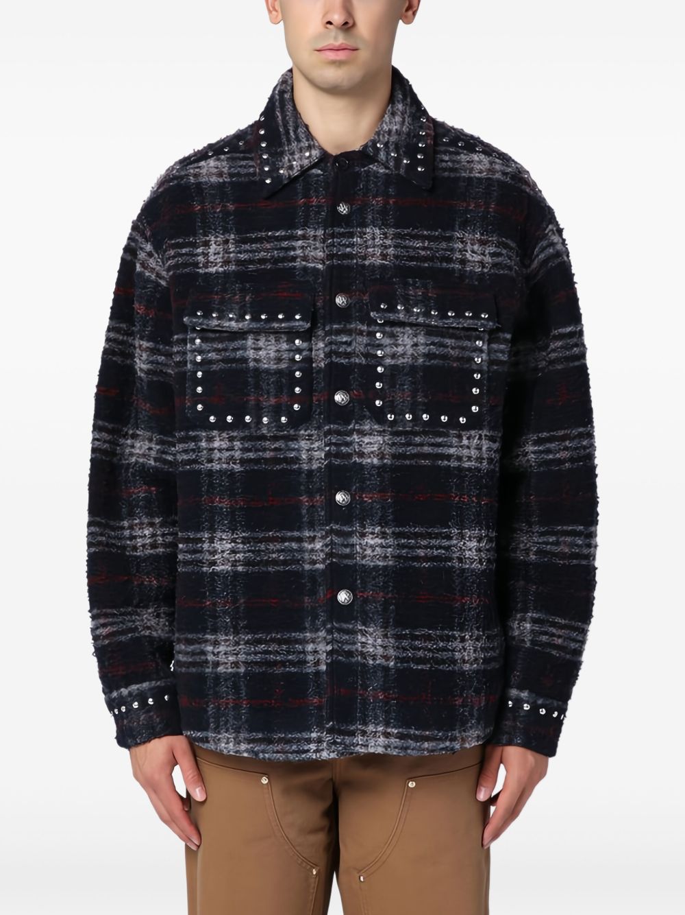 Checked shirt jacket - Blue