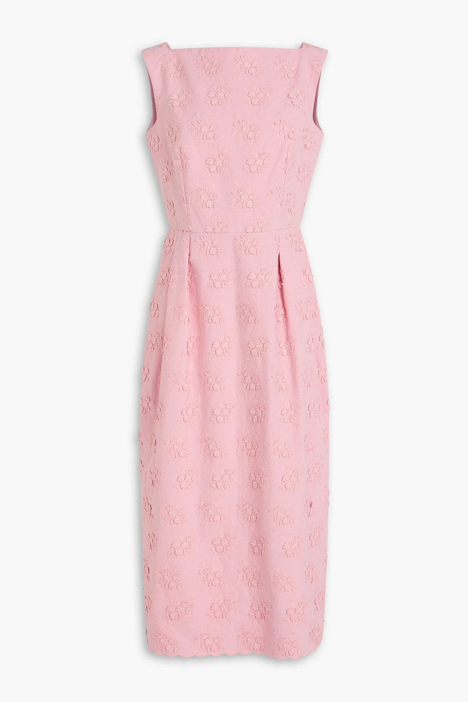 Embroidered woven midi dress - Pink - UK 18