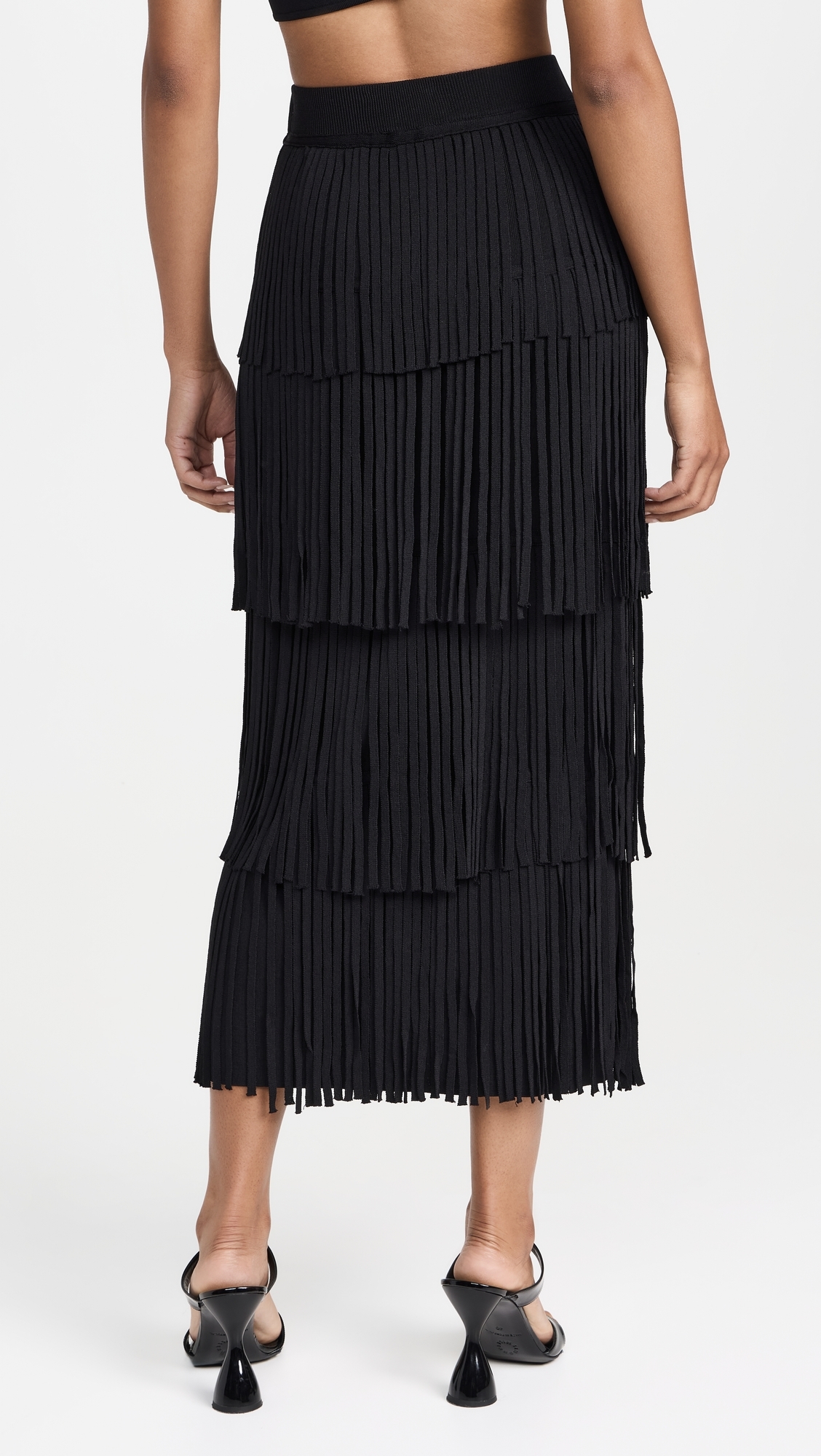 Za Za Knit Fringe Skirt Black