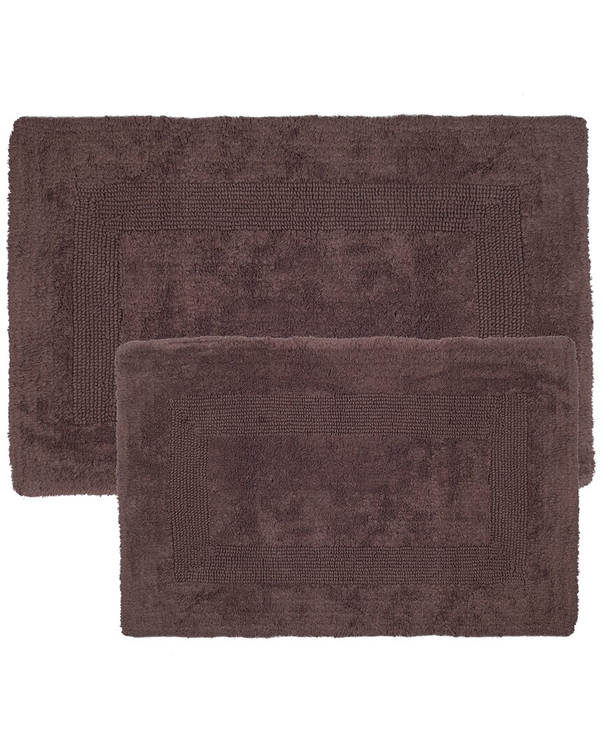 2Pc Cotton Plush Bathroom Mat Rug Set