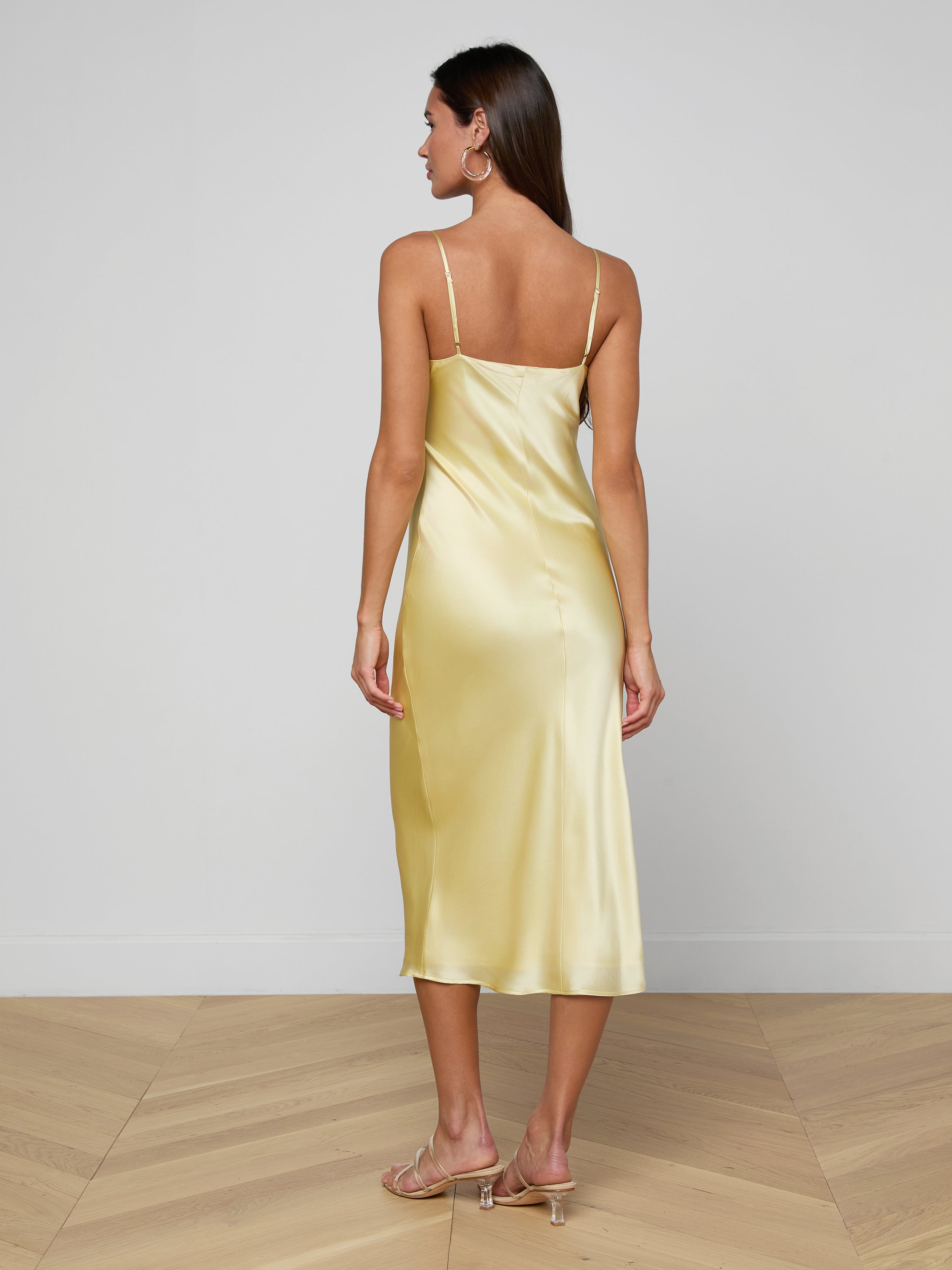 Seridie Silk Slip Dress In Lemon Sorbet