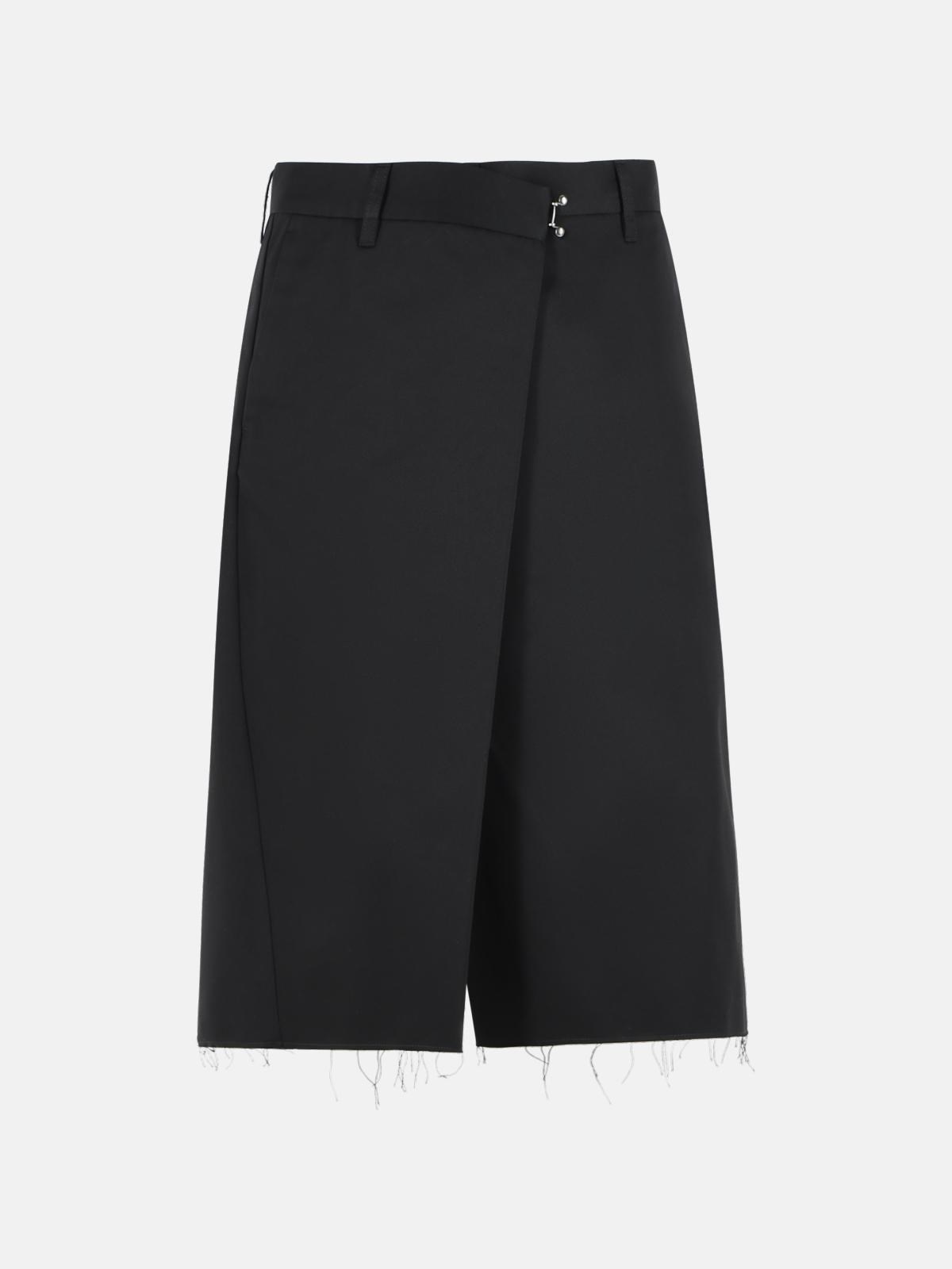 'Wrap' Black Cotton Shorts