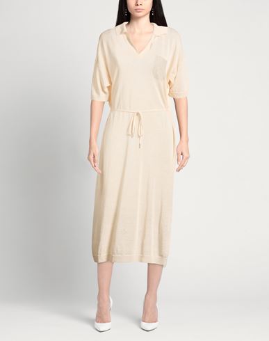 Woman Midi dress Beige Size 6 Linen, Cotton