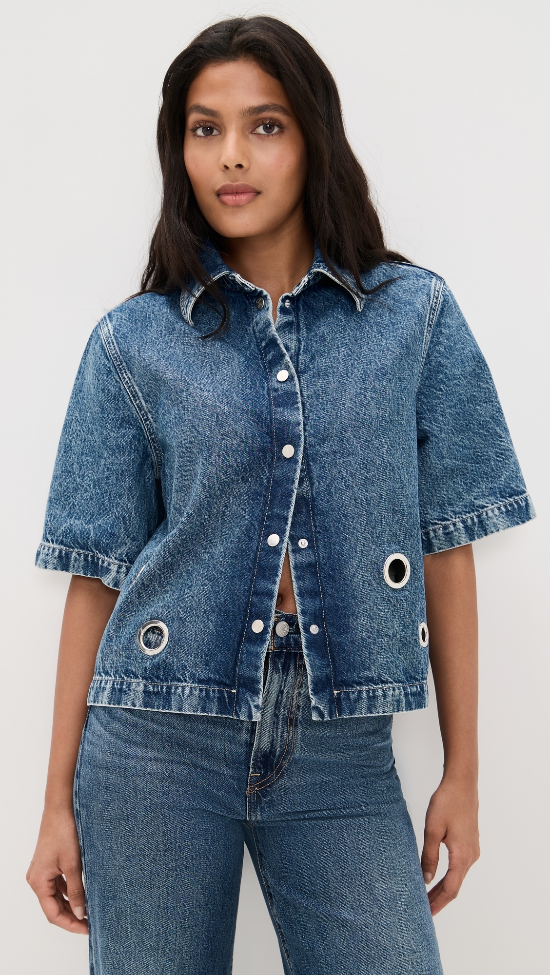 Closed Short Sleeve Denim Shirt Mid Blue