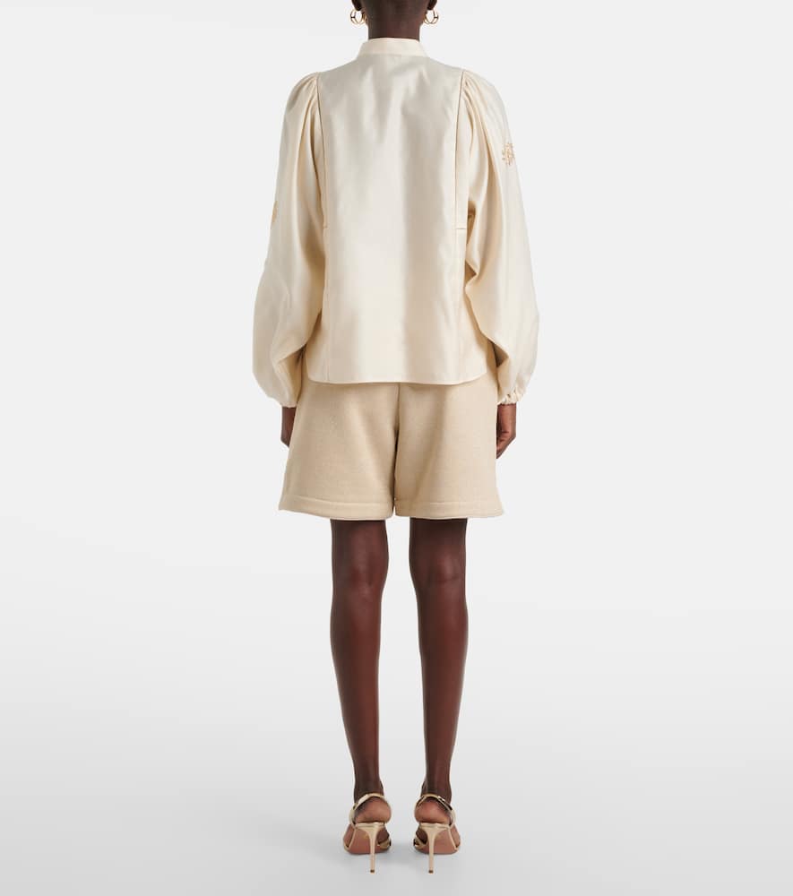 Caladio embellished cotton satin blouse