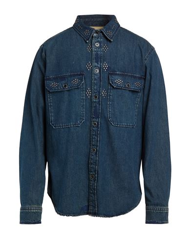 Man Denim outerwear Blue Size L Cotton, Polyester