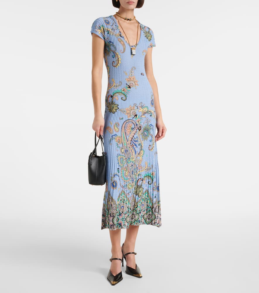 Printed cotton-blend midi dress