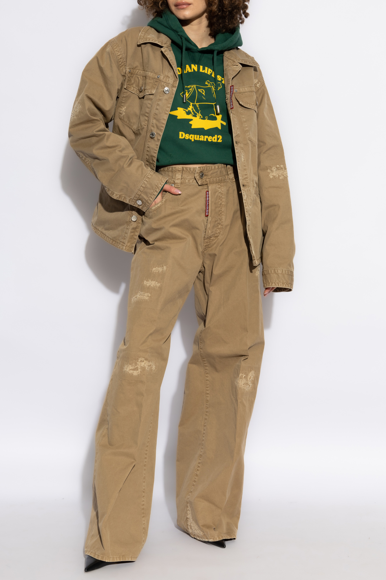 Shirt With Belt, Women's, Beige