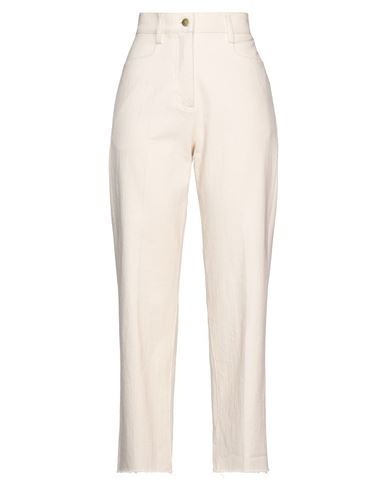 Momoní Woman Pants Ivory Size 10 Cotton, Elastane