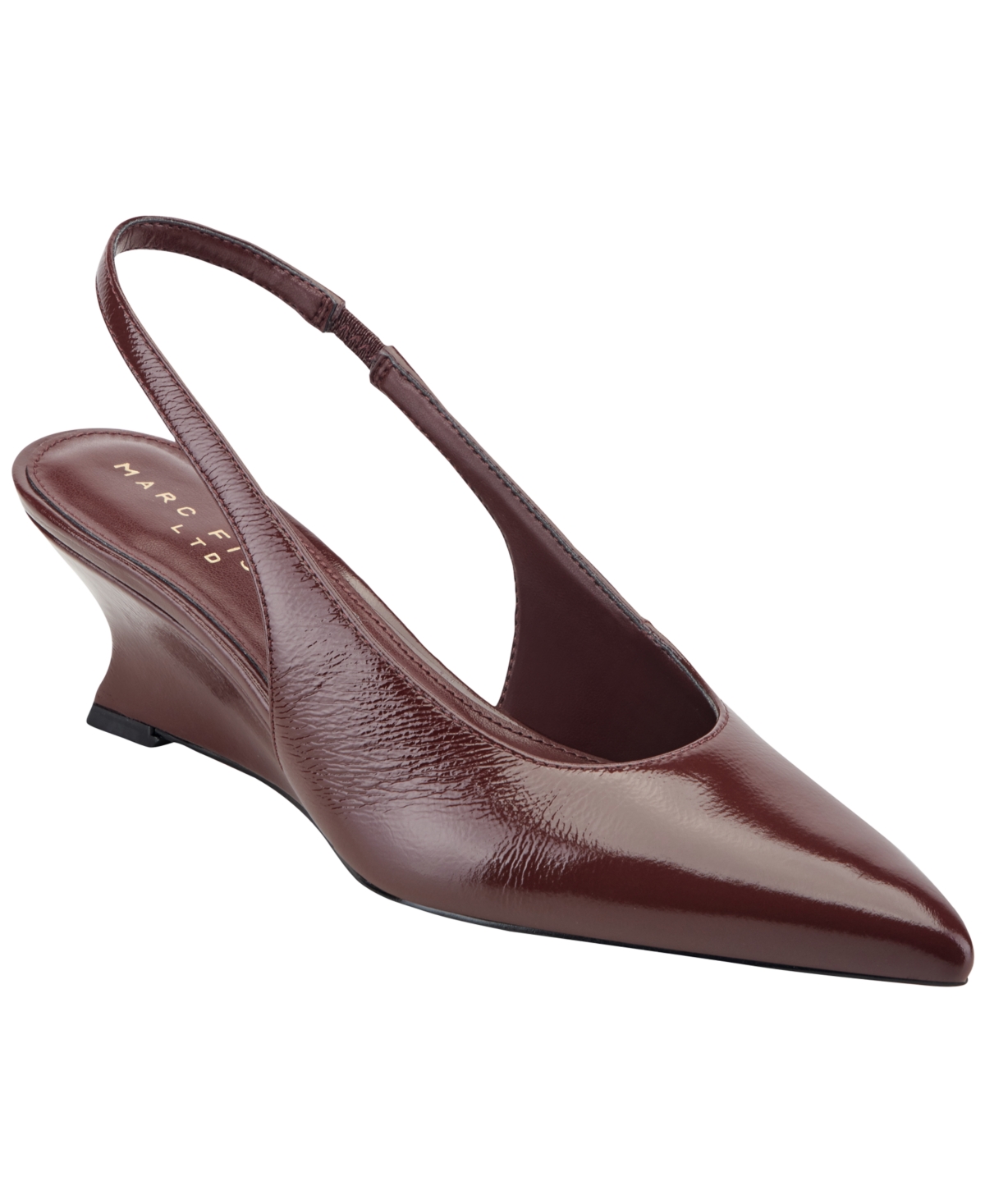 Women's Taten Leather Slingback Wedge Pumps - Dark Red Leather