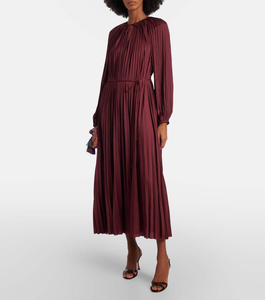 Alexia satin plissé midi dress