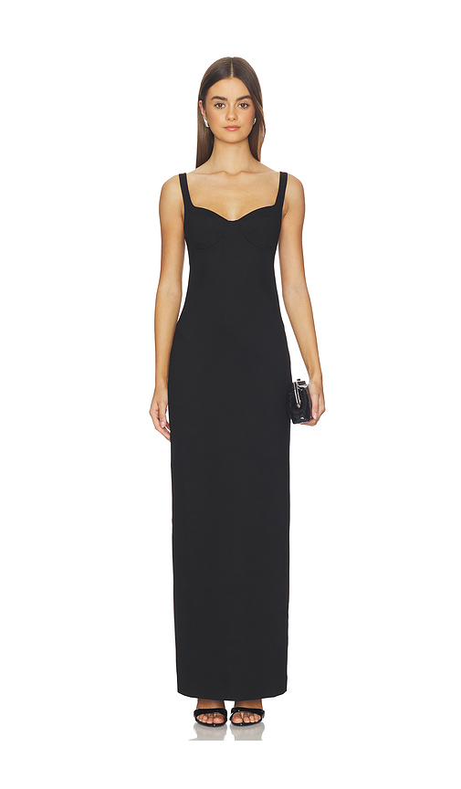 SIMKHAI Cabot Sculpted Scuba Maxi Dress in Black. - 10 also