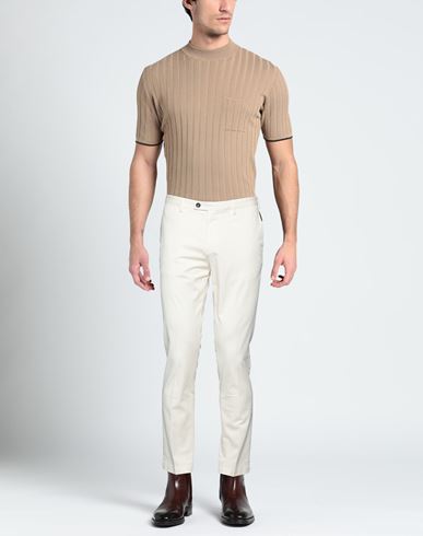 Man Pants Ivory Size 38 Cotton, Silk, Elastane