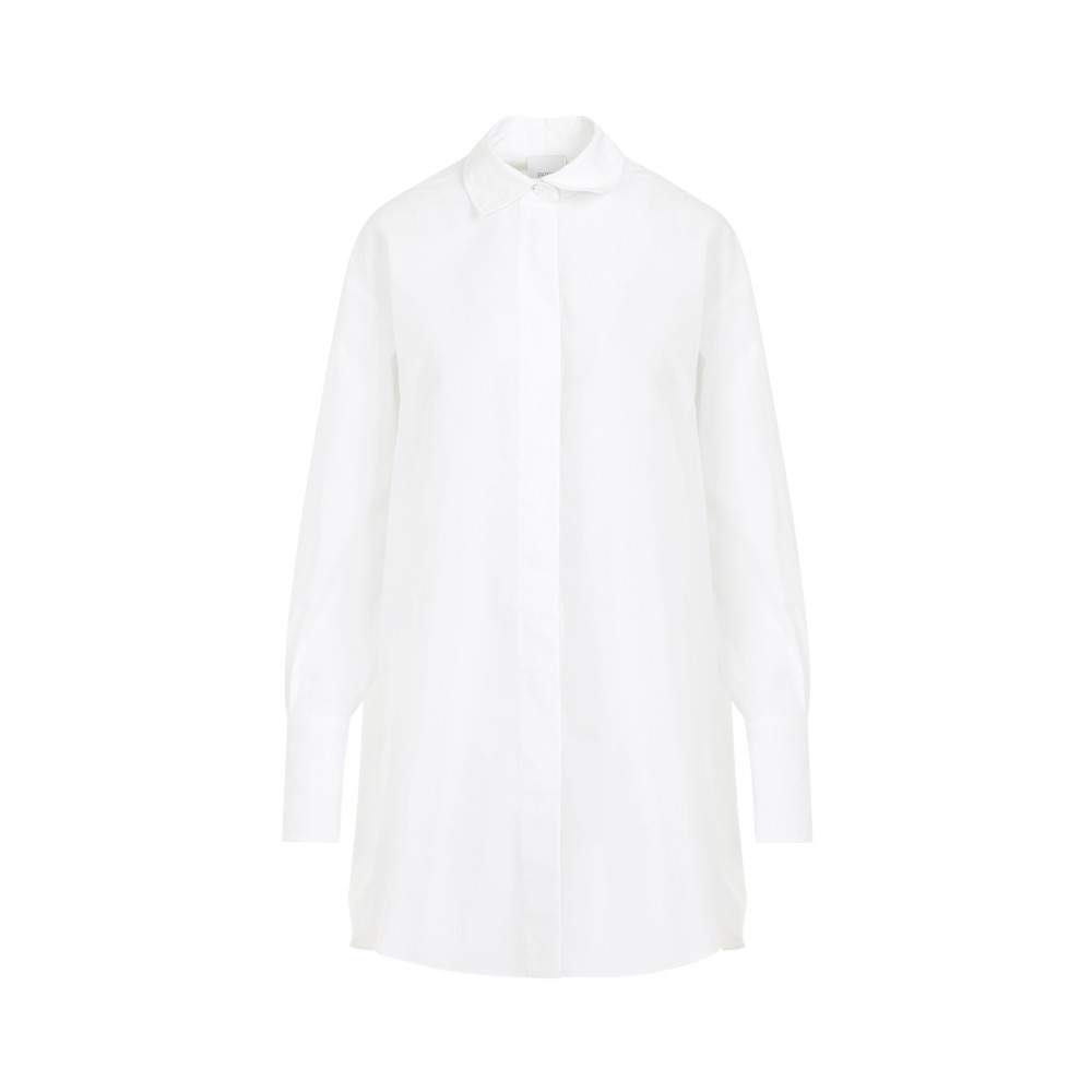 White Cotton Mini Shirt Dress