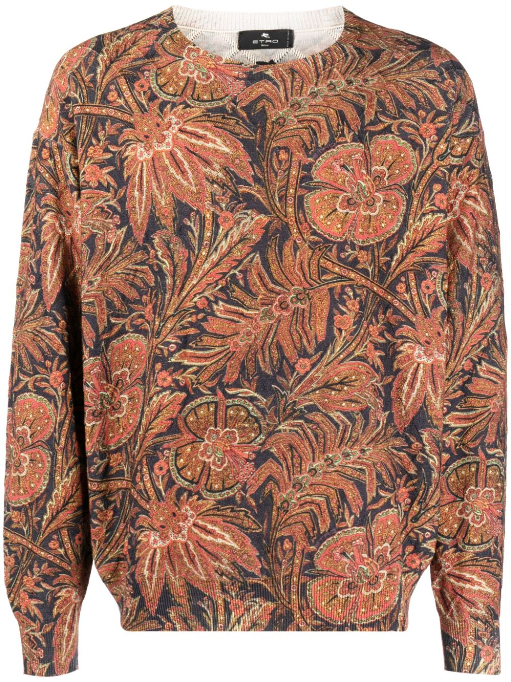 Botanical-print cotton-blend sweatshirt - Orange