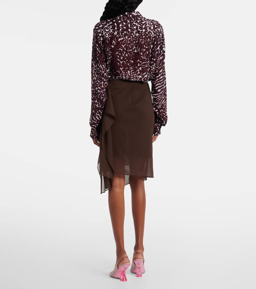 Polka-dot silk-blend midi skirt