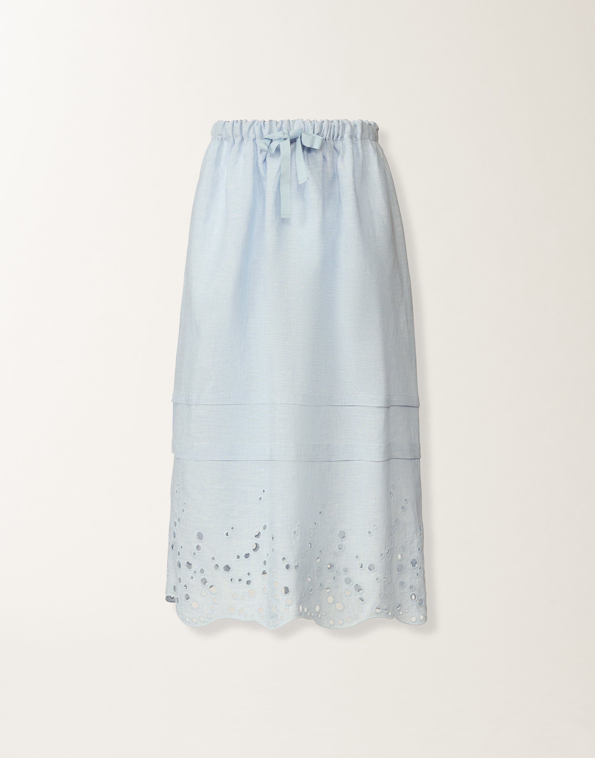 Sky blue linen midi skirt
