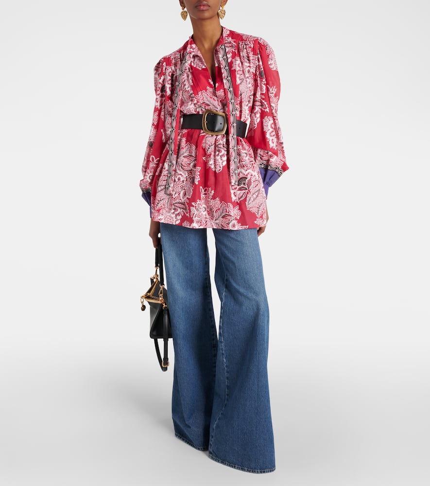 Printed cotton and silk blouse