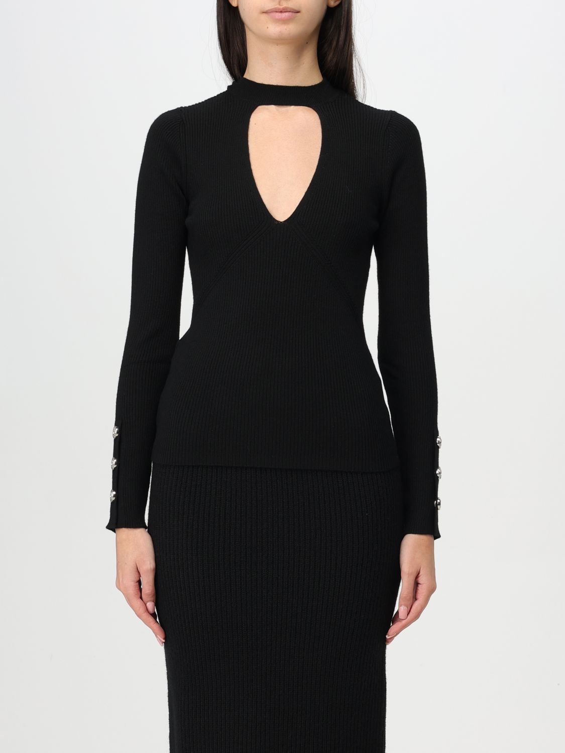 Ribbed-knit top - Black
