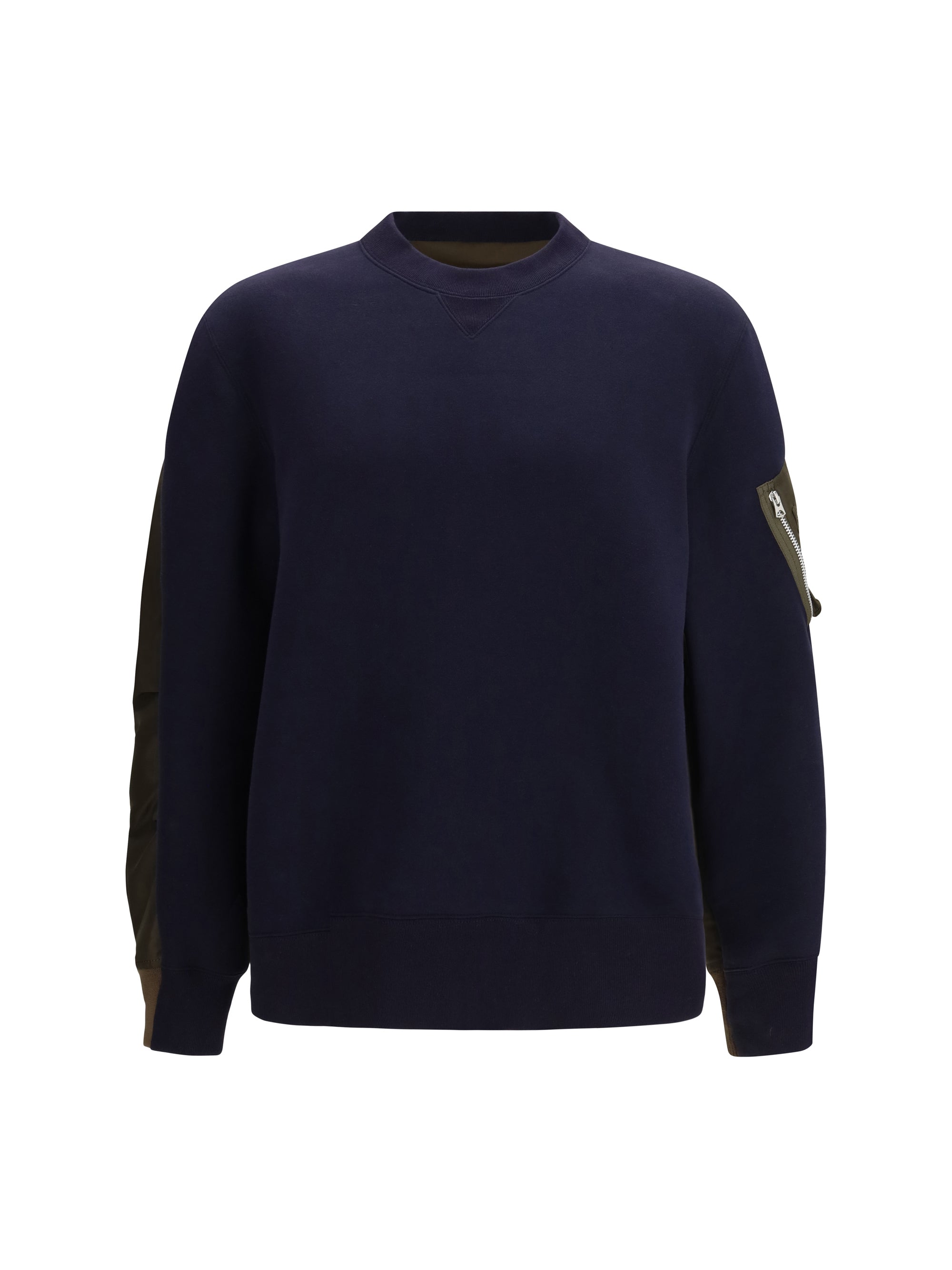 Contrast-Panel Cotton-Nylon Sweatshirt — Navy
