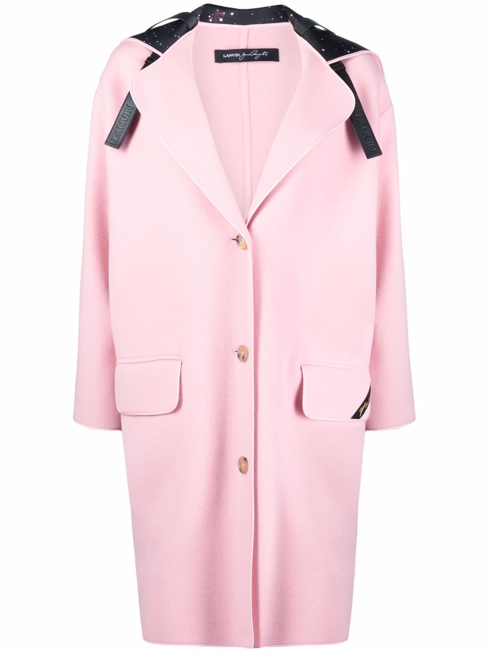 Hooded single-breasted coat - Pink