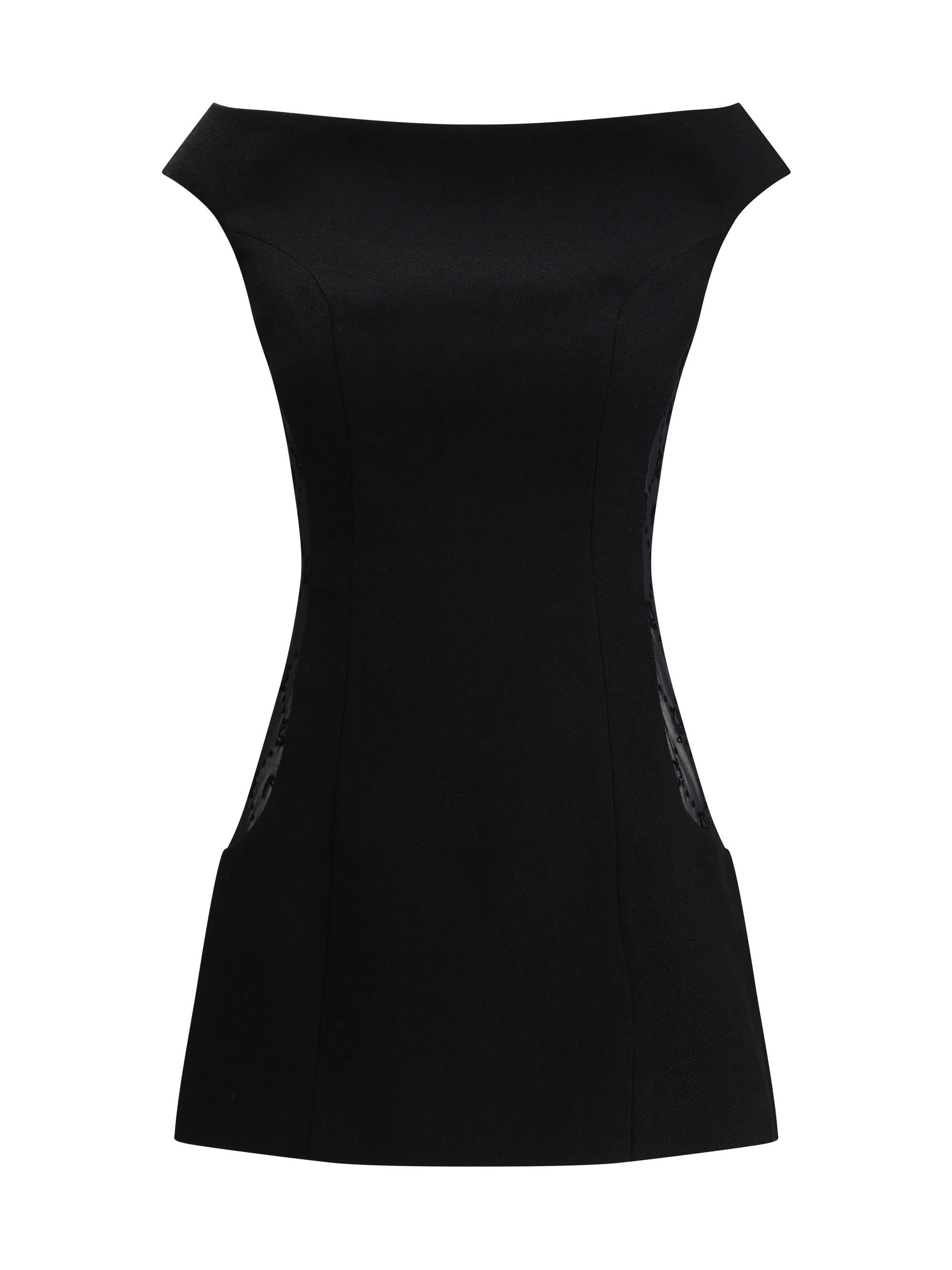 Wool Bouclé Sleeveless Mini Dress — Black