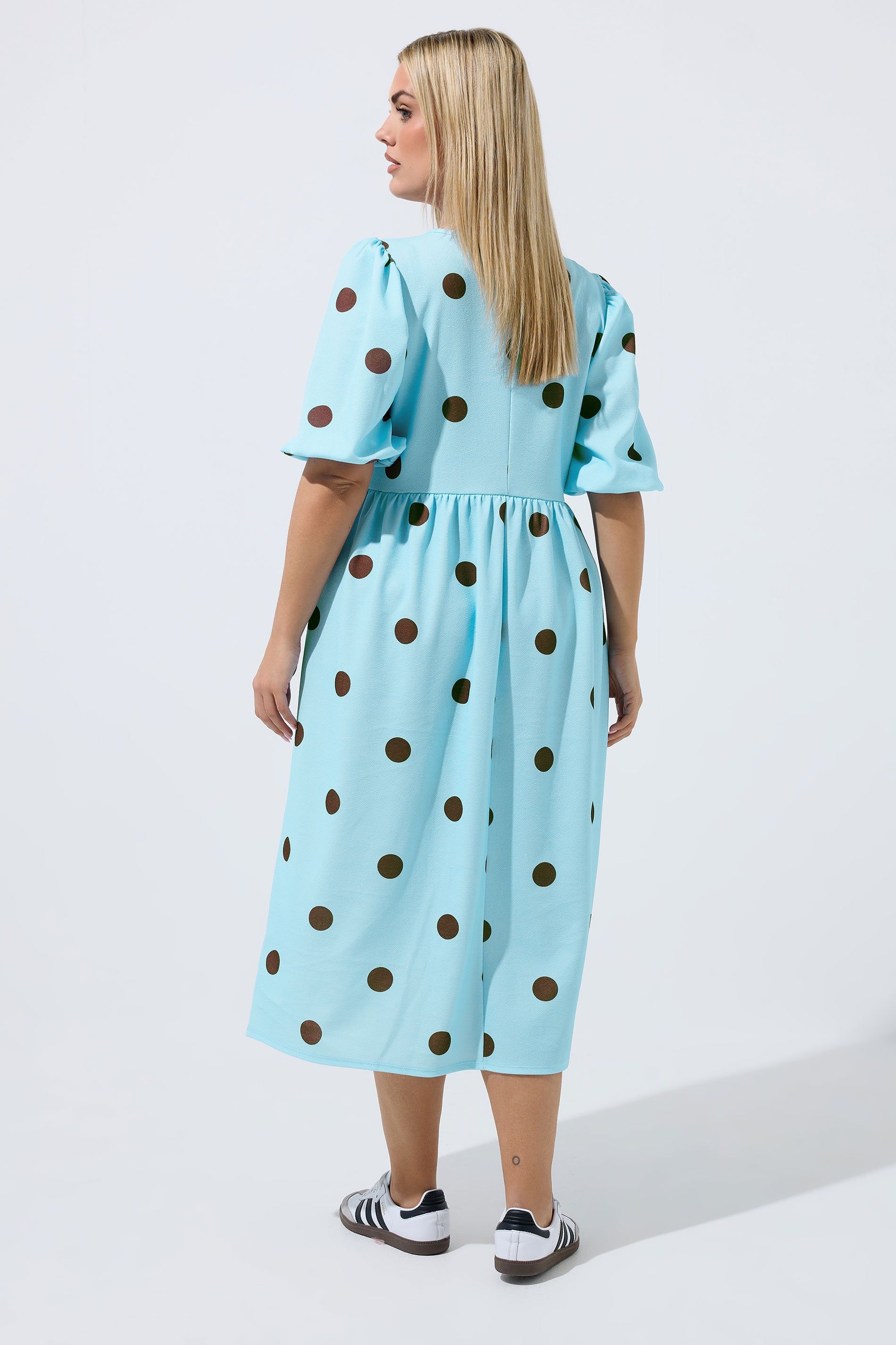 Yours Polka Dot Maxi Dress In Baby Blue