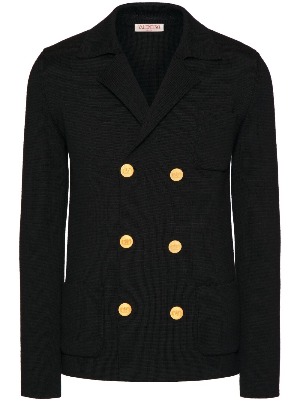 VLogo buttons wool knitted jacket - Blue