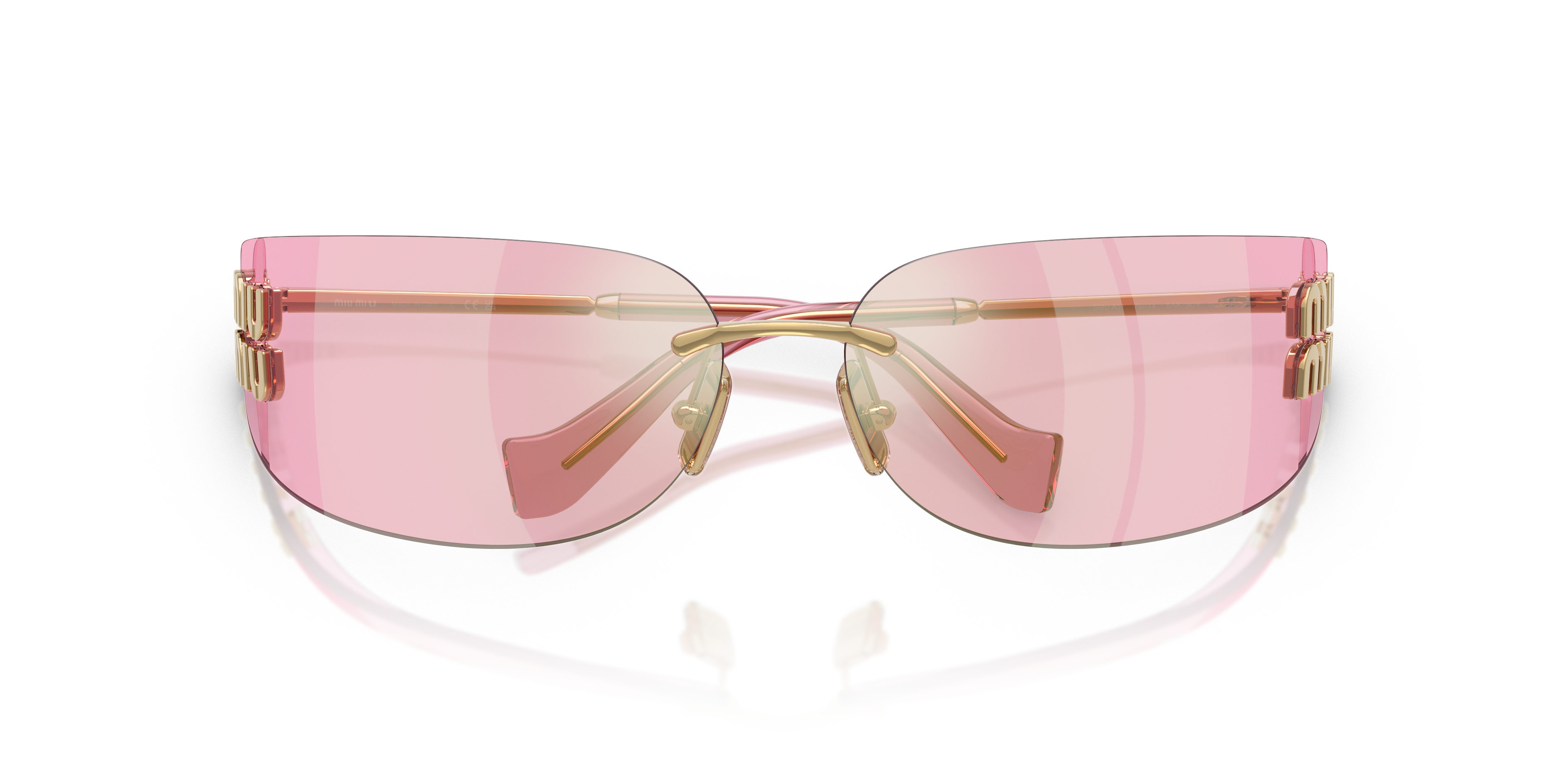 Miu Miu Woman Miu Miu MU A51S 5AK90Y Sunglasses Metal Gold Pink Squared Norma