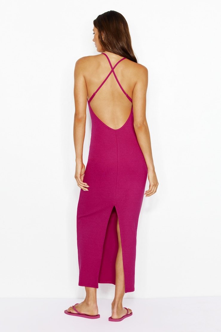 Maxi Low Back Cami Dress - Pink - Women Clothing