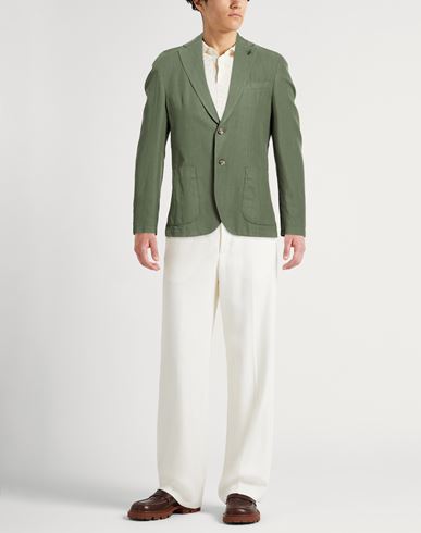 Man Blazer Military green Size 44 Cotton, Linen