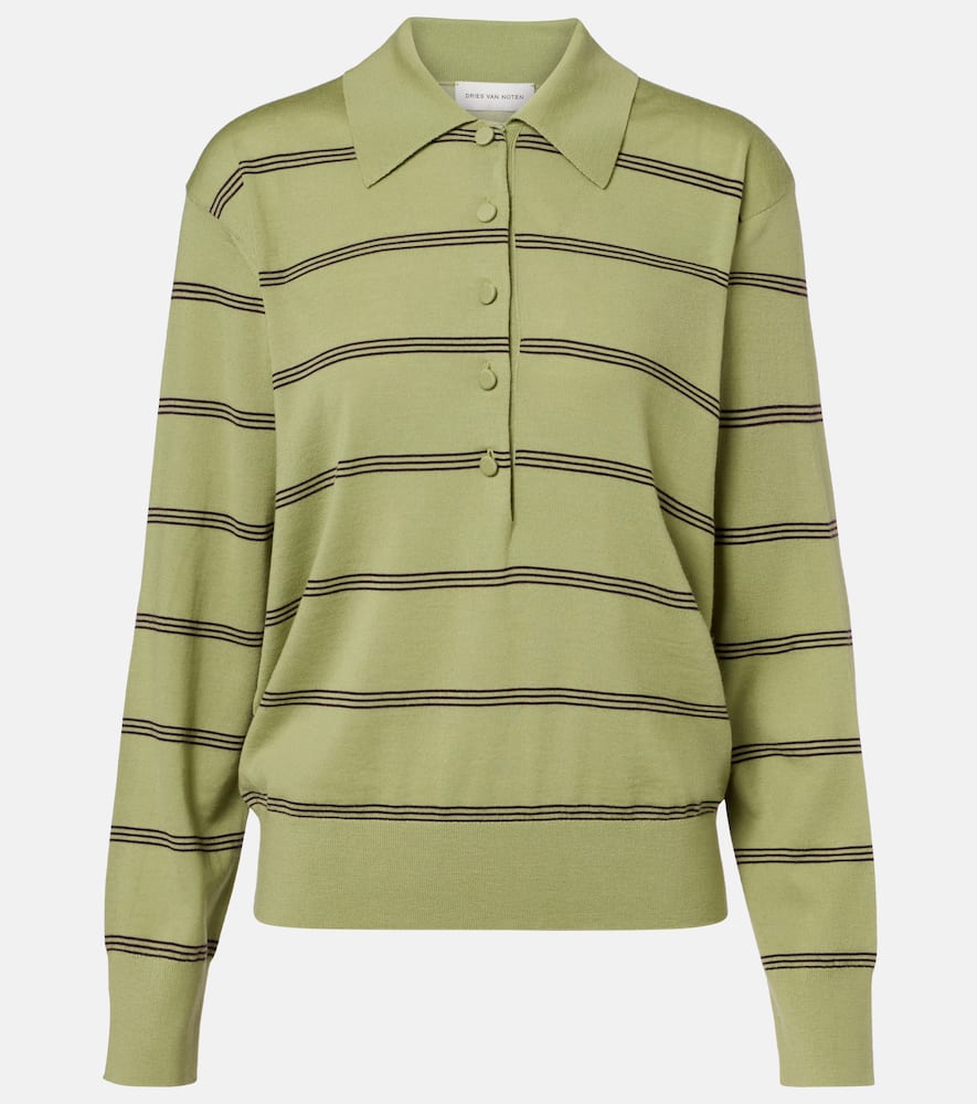 Striped wool polo sweater