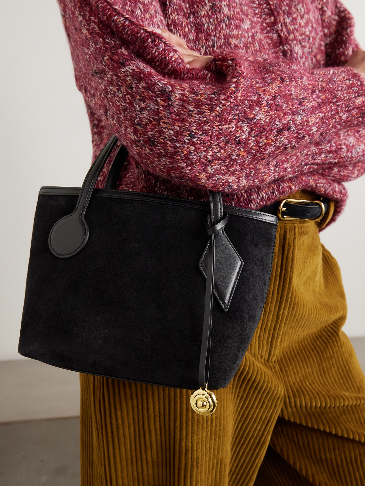 Sprout Micro Embellished Leather-trimmed Suede Tote - Black