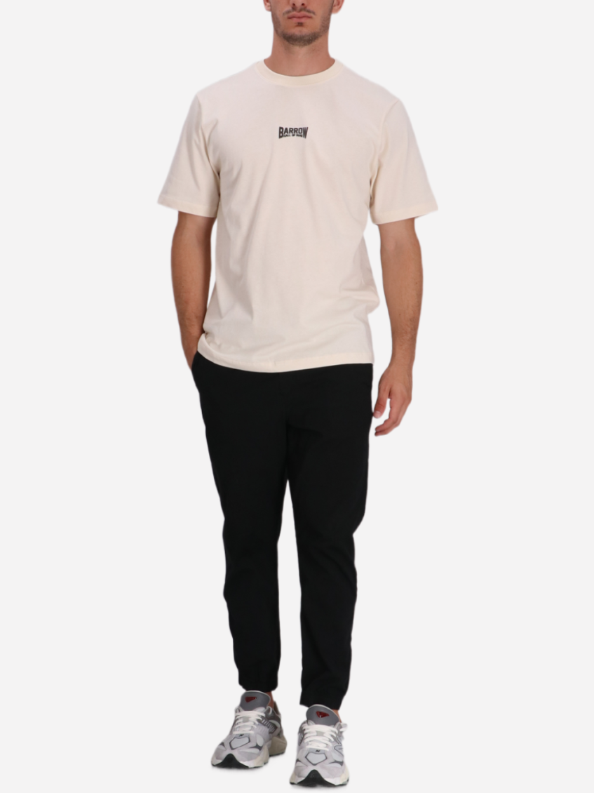 Beige Crewneck Graphic Print T-Shirt